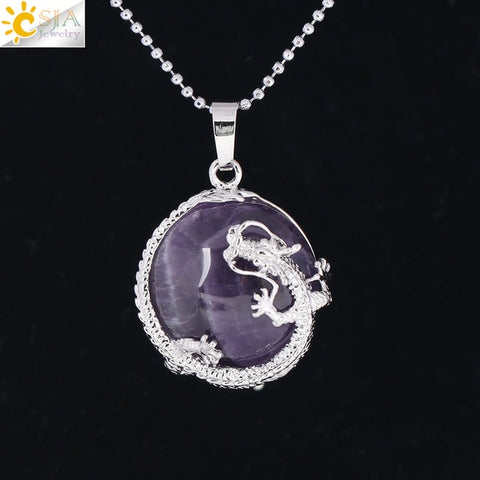 Dragon Shape Natural Stone Charms For Jewelry Making Amethyst