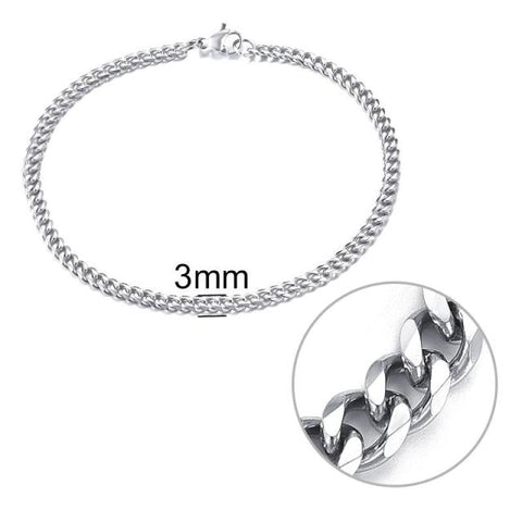 3/5/7 mm Stainless Steel Curb Cuban Link Chain Bracelet Unisex Women Men  Fashion